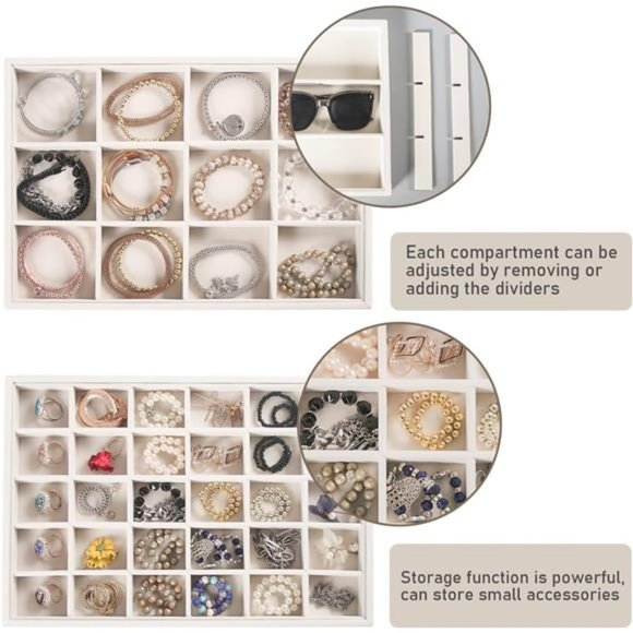 Stackable Jewelry Trays Organizer Set with Clear Lid, Trays for Drawer, Earring - Picture 6 of 6